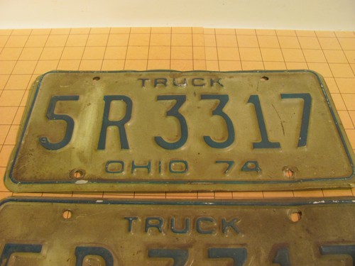 Coppia abbinata targa camion OHIO 1974 originale 5R3317 - Foto 3 di 7