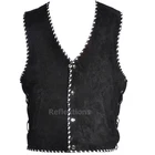 Motorcycle Vest Suede Waistcoat Rider Biker Leather Braided Motorbike Suede Vest