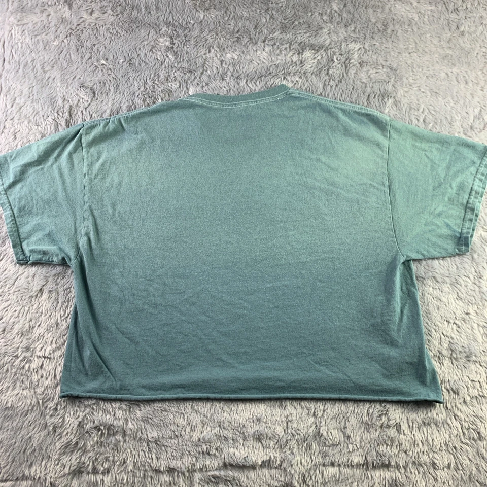 ACDC Shirt Womens Large Green Crop Top Rock Band Music Festival Retro 80s Tee - Image 4 of 4