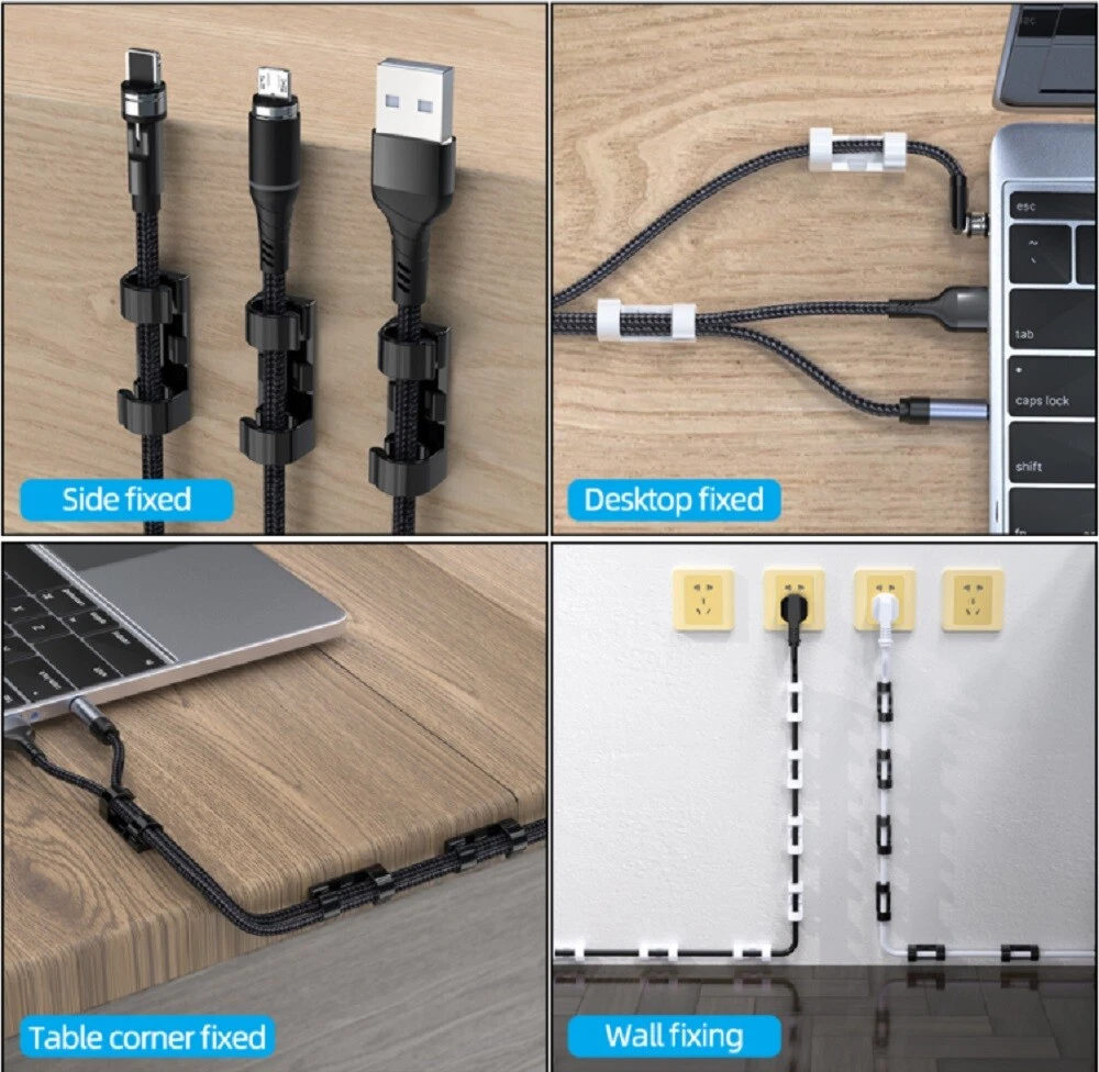 Cable Fixer, Self-adhesive Cable Clips, Wire Management Organizer