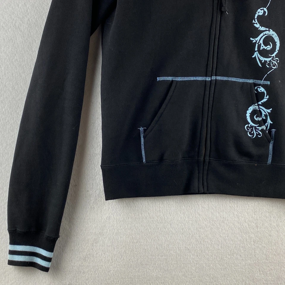 Vans Sudadera con Capucha Niñas Grande L Negra Cremallera Completa Bolsillos Polares Rayas Informal Cómoda Foto 4 de 4