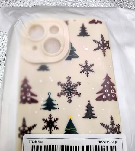 Funda Teléfono Para iPhone 15 Beige Árbol de Navidad Decoraciones Totalmente Nueva y Precintada - Imagen 4 de 5