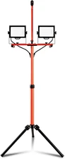 PARMIDA LED Dual-Head Work Light with Telescoping Tripod Stand up to 6 Ft Tall,