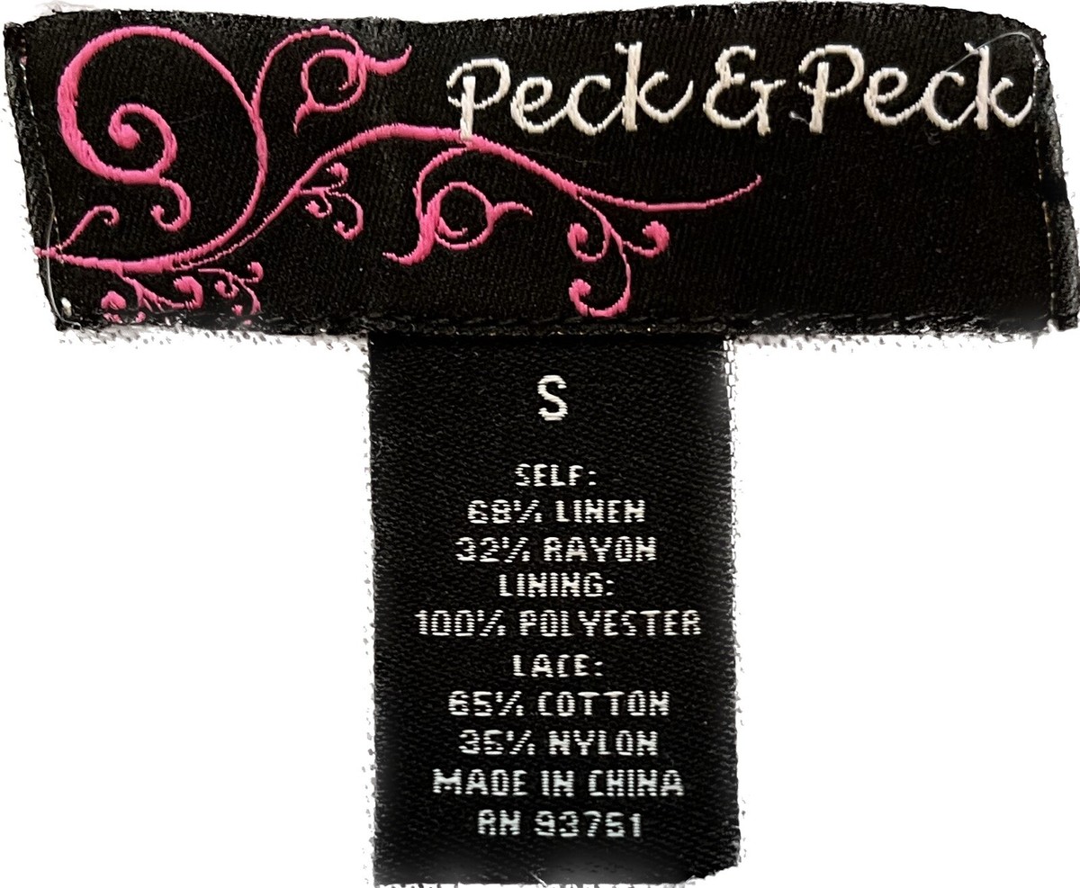 Peck & Peck Pink Floral Lace 3/4 Sleeve Top Sz Small Lined Front