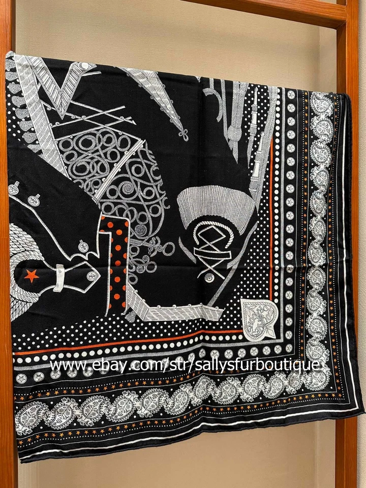 Sallys Boutique 80% Cashmere 20% Silk Wrap Scarf Aztec Print Square Shawl 53" - Image 4 of 4