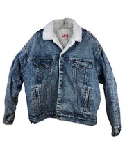 Levi's Vtg Sherpa Lined Denim Trucker Jacket Blue Jean Made in USA - Men  s Large