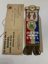 c1900 Modern Woodmen Of America Sugar River 1022 Albany Wisconsin Memoriam Badge