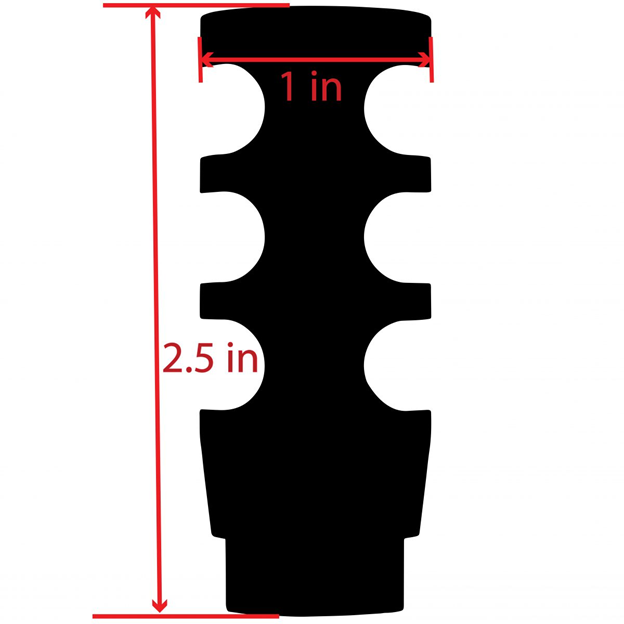 Steel Compact Low Concusson 1/2x36 TP Muzzle Brake 9mm Knurled Crush