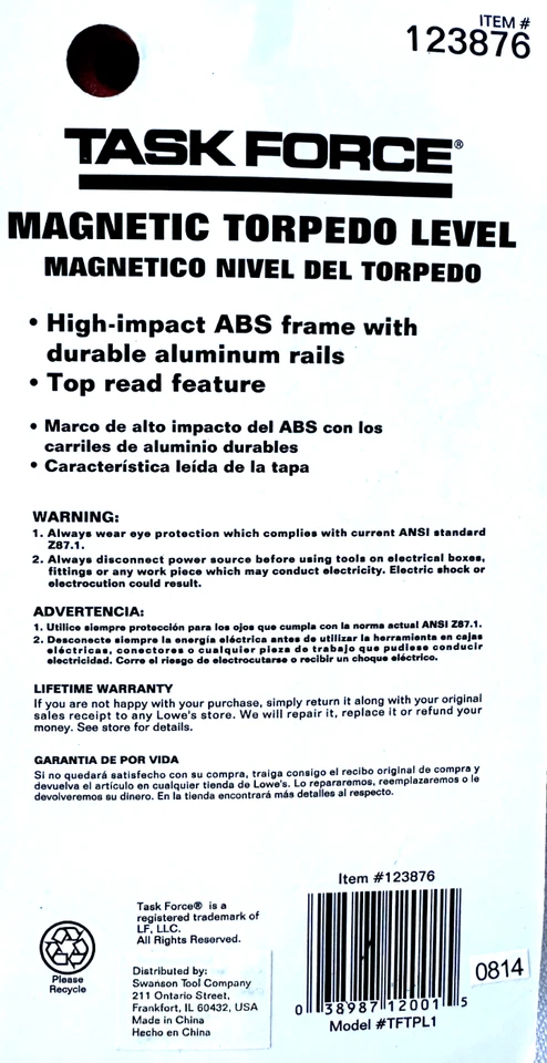 Task Force Magnetic Torpedo Level High Impact ABS Frame- 9 in #123876 - Image 4 of 4