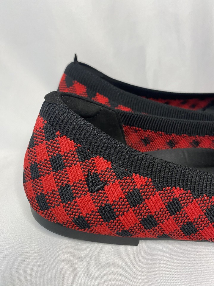 Vivaia Shoe Women 41 US 10 Claire Ruby Red Plaid Ballet Flat Slip On
