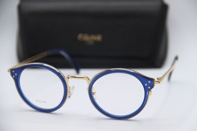 CELINE CL 50001U 092 BLUE GOLD ROUND AUTHENTIC FRAMES EYEGLASSES 46-22