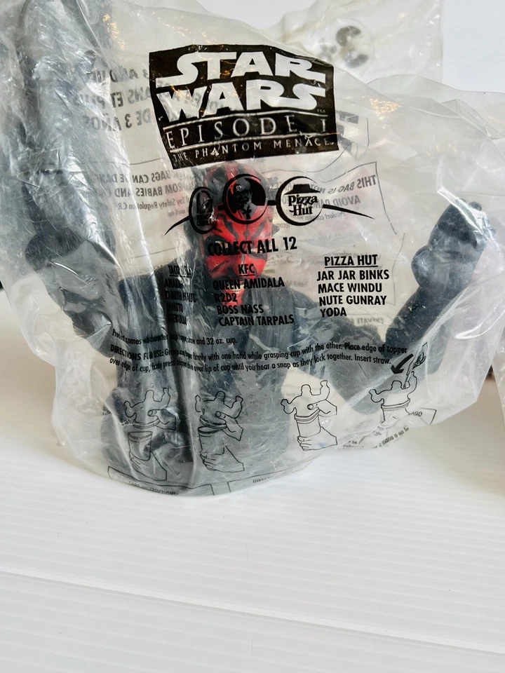 Lote De 6 Star Wars Episodio I Cup Topper KFC Taco Bell Pizza Hut Sellado NUEVO Foto 2 de 4