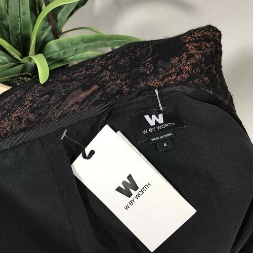 New W by Worth Crinkle Jacquard Front Slit Skirt Career Pencil Womens Size 6 - Picture 9 of 11
