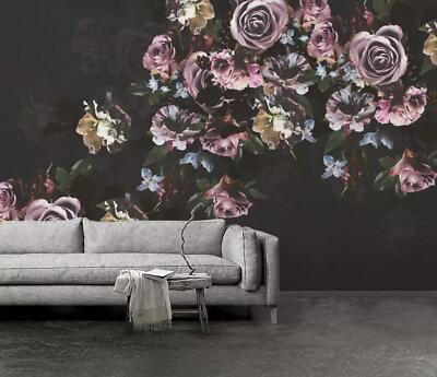 3D Retro Purple Flower 49032NA Wallpaper Wall Murals Removable Wallpaper Fay