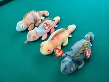 Ty Beanie Babies - Iggy - very Rare w/Tag Errors (lot of 4) PE & PVC Pellets