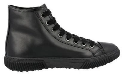 【オールレザー】00s PRADA All Leather Tailored Vintage Prada Sport Black Leather Square Toe Lace up Sneakers