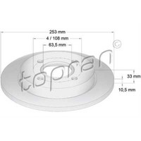 Topran 2X Bremsscheibe Hinten Ø253 Mm Voll FüR Ford Fiesta VI Focus DAW DBW