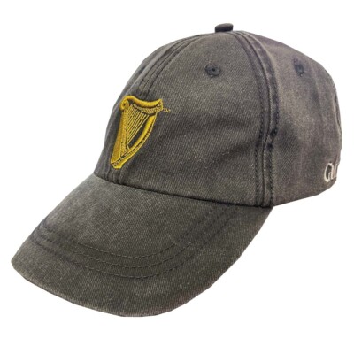 Traditional Craft Ireland Black Guinness Harp Washed Baseball Cap for Men