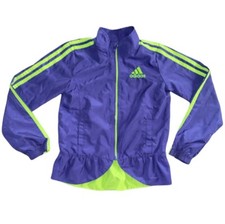 Adidas Peplum Windbreaker Purple Neon Green Size 6X Kids Girls