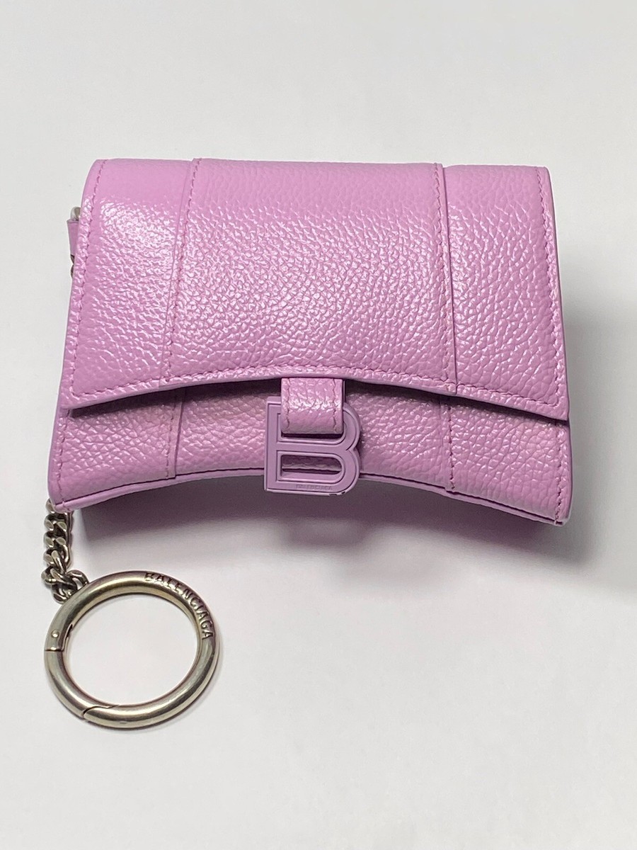 BALENCIAGA パープル レザーポーチ Balenciaga Hourglass chain cardholder lilac | eBay