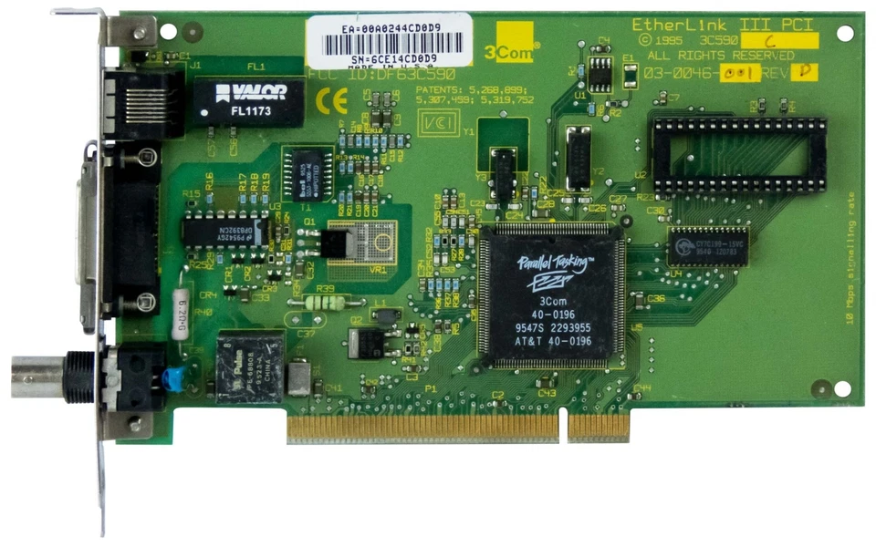 3COM ETHERLINK III PCI 03-0046-001 BNC MIDI RJ45 PCI - Immagine 2 di 2