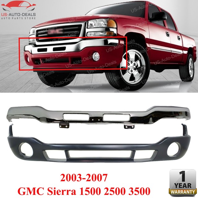 Front Bumper Cover & Valance Kit w/ FL Holes For 0307 GMC Sierra 3500