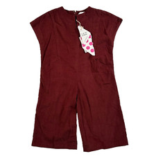 Tia Cibani Kids One Piece Barrel County Romper 3/4 Berry/Maroon Corduroy V-Neck