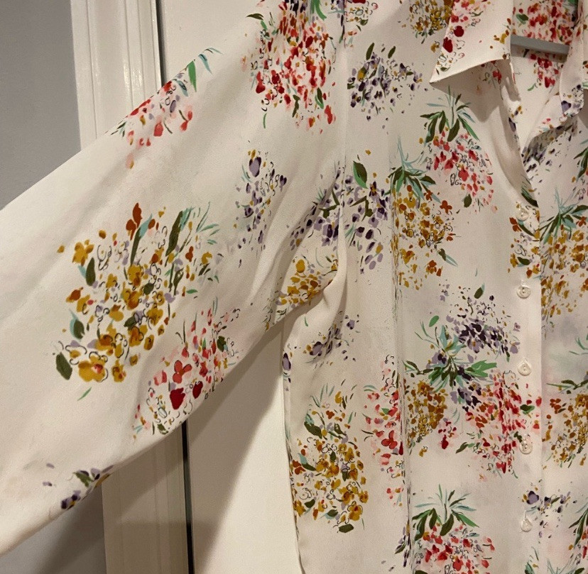 SAINT LAURENT Camicetta vintage Yves St. Clair floreale con bottoni taglia XL