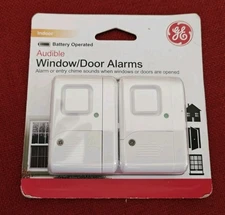 2pk GE Battery Operated Window or Door Alarm w/ Off/Chime/Alarm Switch  NEW