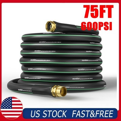 75FT 5/8'' Rubber Garden Hose 5/8 IN Heavy Duty Water Hose, 600PSI NEW