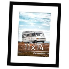 Picture Frame, Display Pictures 8 x 10 with Mat or 11 x 14 Without 11x14 Black