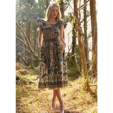 Ulla Johnson Amira Belted Midi Ruffle Dress 2 Portofino Off-The-Shoulder