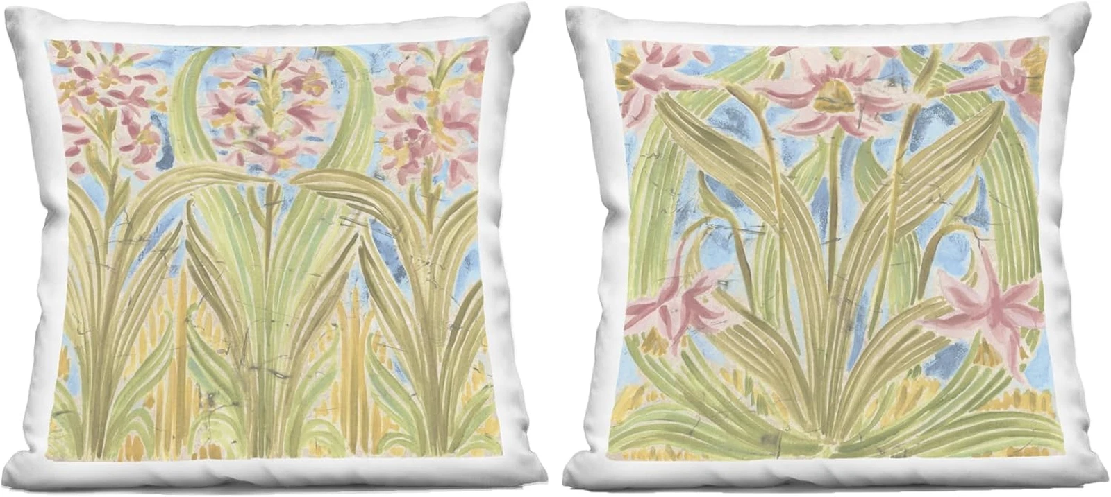 Floral Palau Tiles Indoor Throw Pillow - 18" Green Decorative Cushion
