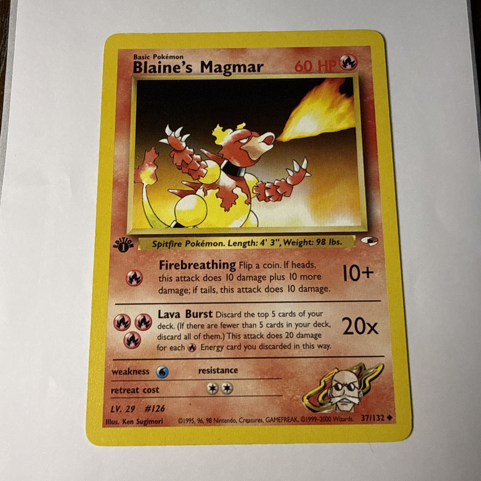 Blaine's Magmar ⭐️ 37/132 Uncommon Gym Heroes 2000 Pokemon 1st Edition NM
