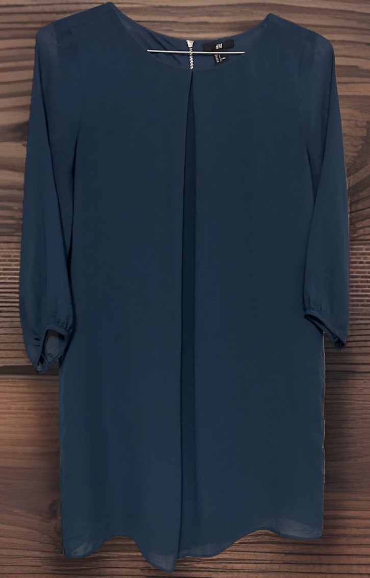 H&M Shift 3/4 Sleeve Knee Length Dress Size 8