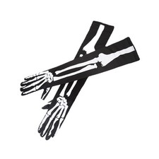 Dzrige Halloween Skeleton Bone Gloves 50cm/19.7 inches long, Black, White 