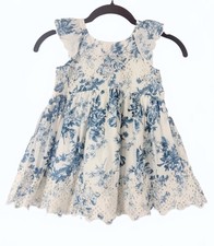 Gap x LOVESHACKFANCY Girls Size 3 Blue White Toile Floral Eyelet Lace Dress