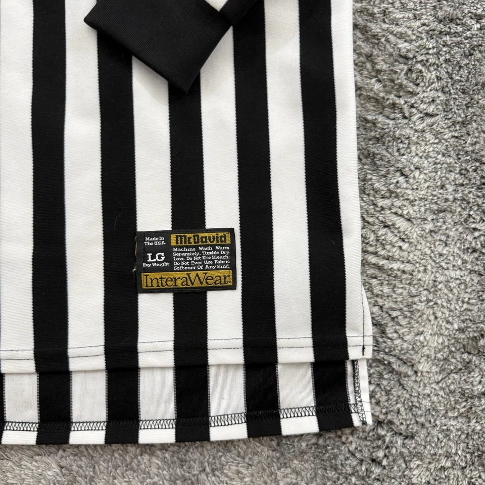 Camisa McDavid Hombre Grande Negro Blanco Rayas Árbitro Deportes Oficial EE. UU. Hockey Foto 4 de 4