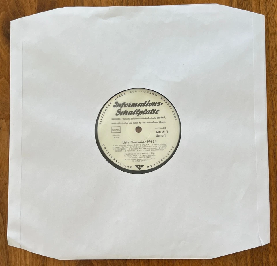 INFORMATIONS-SCHALLPLATTE November 1965 (12" Promo LP) Decca, RCA, Telefunken - Bild 3 von 3