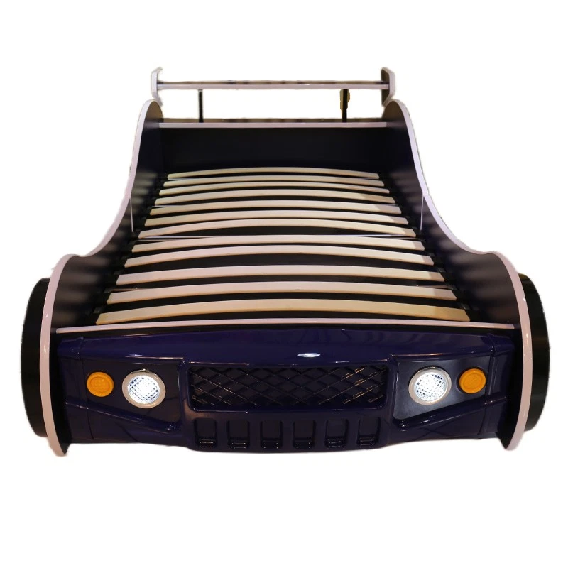 Armação de cama de carro de corrida dupla com rodas e luz LED capacidade de 250 libras para crianças - Imagem 3 de 4