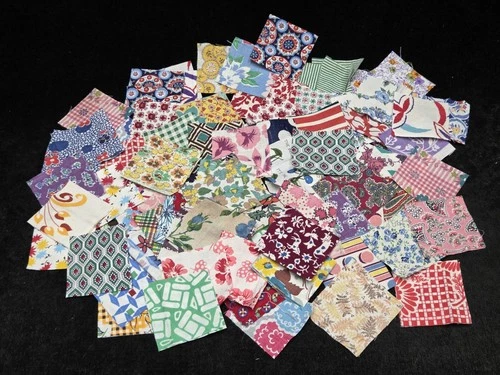BEST 200 Vintage Feedsack Fabric Quilt Squares Flour Sack Material 40s Mixed LOT