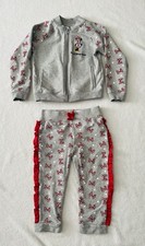 Disney Minnie Mouse Girl Jogger Set 4T Sweatpants And Bomber Jacket Casual Bows