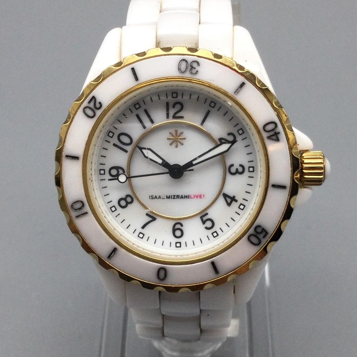 Isaac Mizrahi Live Womens Watch 34mm White Dial White Ceramic New