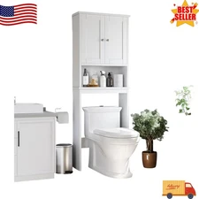 Over Toilet Storage Cabinet, Bathroom Organizer Shelf, White