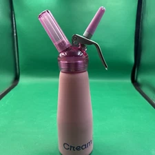#N78- Used Pink Whipped Cream Dispenser 1 Pint w/ 1 Nozzle