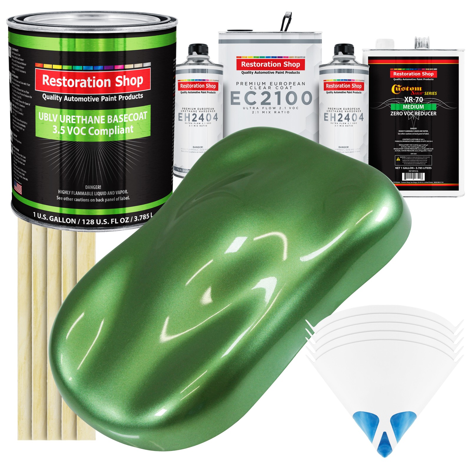 Medium Green Metallic Low VOC Urethane Basecoat Gallon Kit with European Clear Coat
