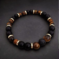 Armband Perlenarmband Tigerauge Schwarz - 6  ...