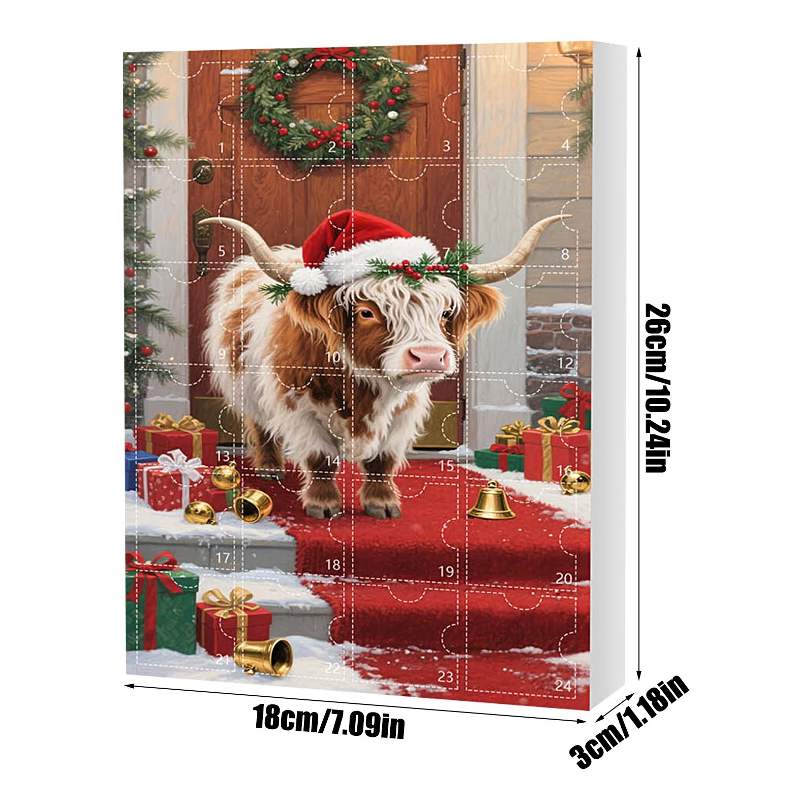 Highland Cow Advent Calendars 2D Flat Acrylic Highland Cow 24 Days Pendant