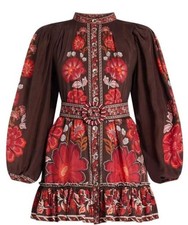 BNWT Farm Rio Gigi Tapestry Brown Mini Dress Size Small Beaded Belt