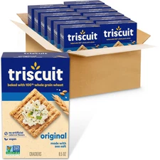 Triscuit Original Whole Grain Wheat Vegan Crackers Pack of 12 8.5 Ounce Boxes